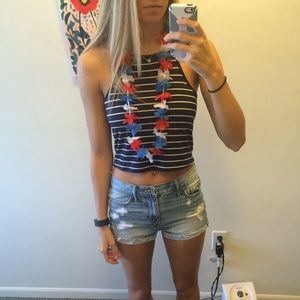 LA Hearts striped razor-back crop top